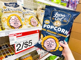 $1.56 for Two Bags of LesserEvil Organic Popcorn? Only at Target card image