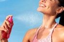 a woman spraying kopari mist