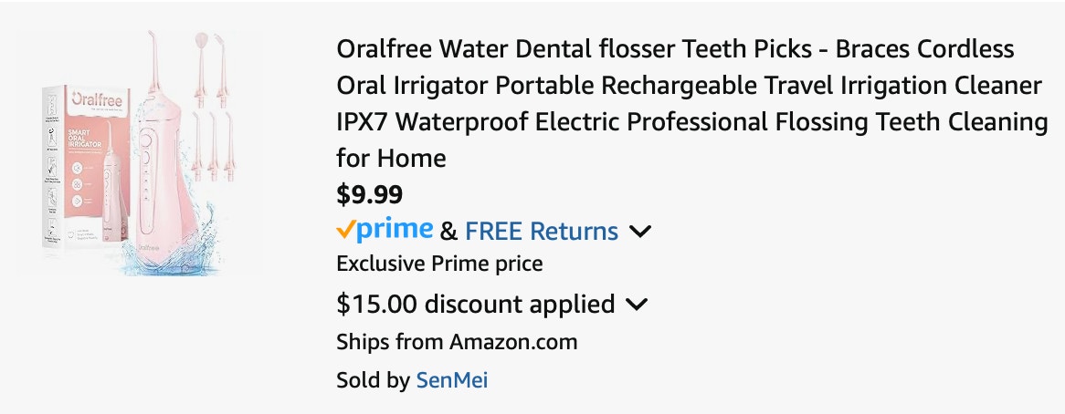 water flosser Amazon receipt