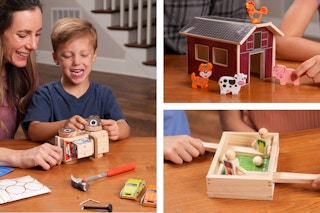 farm, soccer, and truck building kits