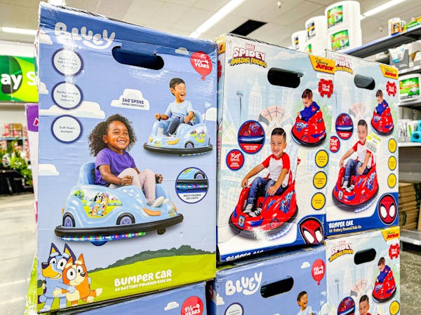 Character Bumper Cars Are $47 at Walmart (Bluey, Spiderman, and More)