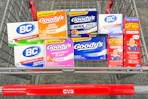 CVS shopping cart with Goody's, Boudreaux's, and BC