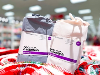 room essentials pillowcases sitting on bedding at target