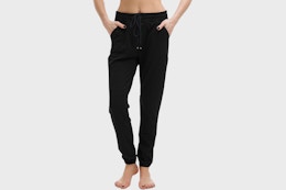 a woman wearing joggers