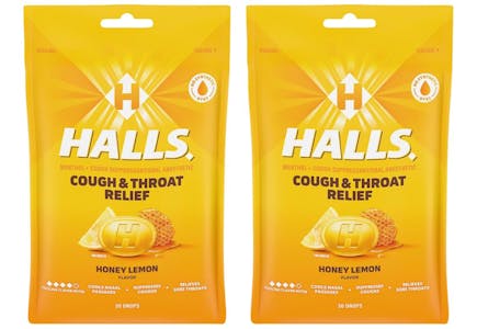 2 HALLS Cough Drop Bags