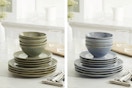 12-piece blue and green dinnerware sets