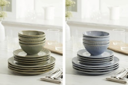 12-piece blue and green dinnerware sets