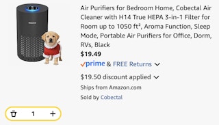 air purifier Amazon receipt
