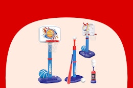 Kids' Basketball Hoop and T-Ball Set, Now $29 on Amazon card image