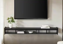 black floating tv stand