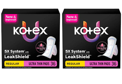 2 Kotex Ultra Thin Pad Boxes
