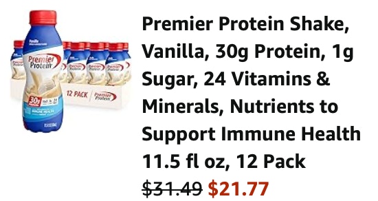 Premier Protein Shake 12-Pack Amazon receipt