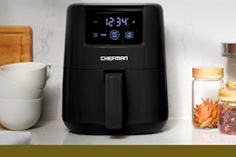 CHEFMAN 2 Qt Mini Air Fryer on a kitchen counter.