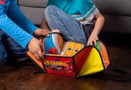 children playing with the Hot Wheels storage