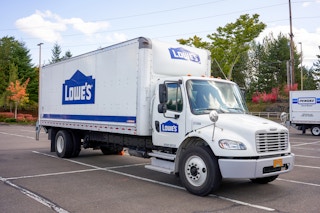 a delivery truck from Lowe's