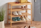 natural wood bamboo shoe tower