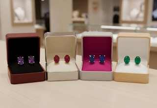 Gemstone Oval Stud Earrings