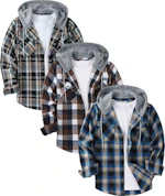 Men's Flannel Hooded Shirts 3-Pack