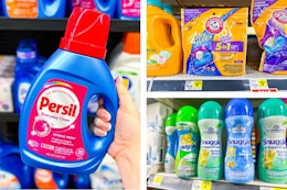 dollar general persil, arm and hammer, and snuggle 3-photo collage