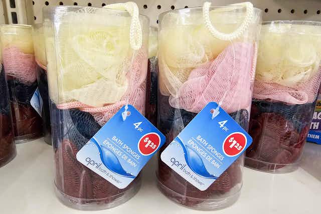 Get a 4-Pack of Bath Sponges for $1.25 at Dollar Tree card image