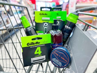 gillettelabs and gillette king c shave care in a walgreens cart