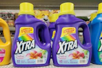 xtra laundry detergents on store shelf