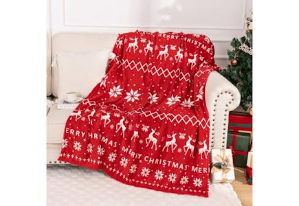 Merry Christmas Fleece Throw Blanket