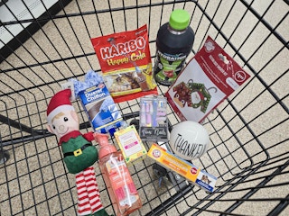 cart full of items at dollar tree