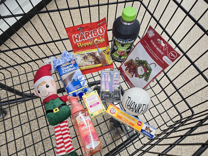 cart full of items at dollar tree