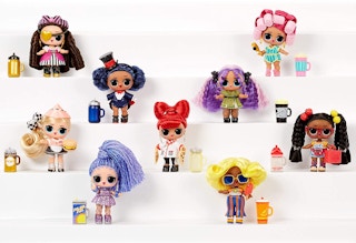 LOL Surprise Hair Goals dolls on display shelf