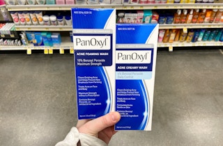 hand holding panoxyl acne face wash