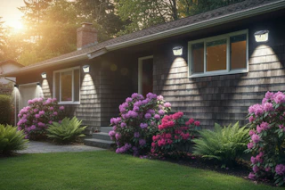 solar lights outside a home