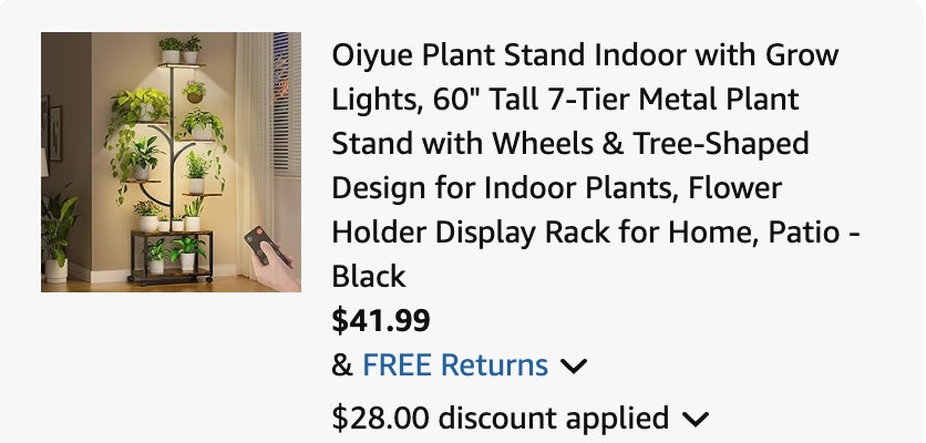 plant stand Amazon receipt