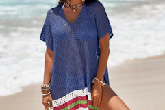 a woman wearing a swimsuit coverup