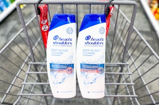 2 bottles of shampoo in a cart