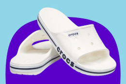white Crocs slide sandals