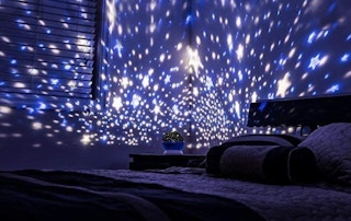star projector in a dark room