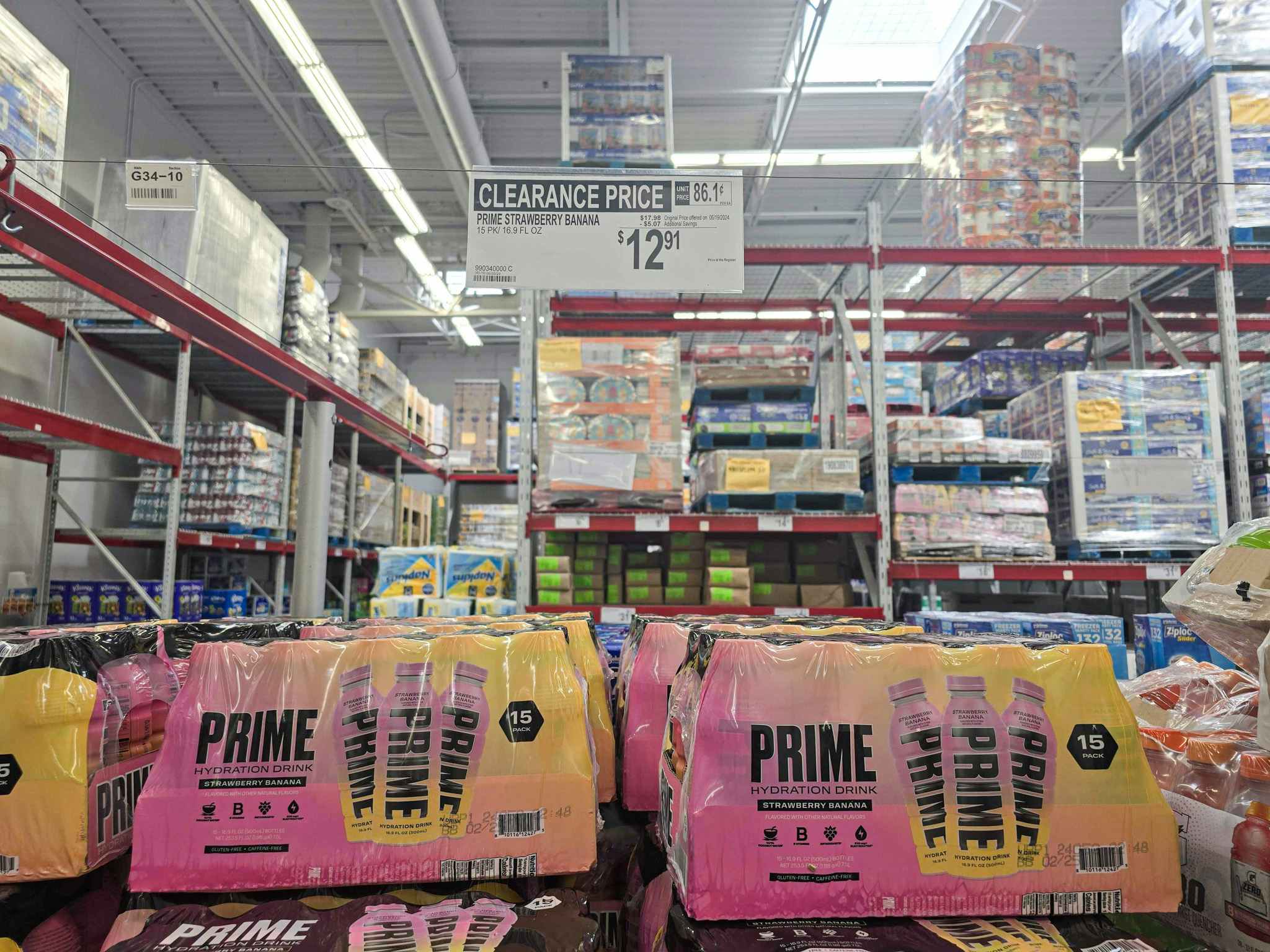 prime hydration drinks with a clearance sign for $12.91