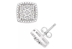 Sterling Silver Diamond Cluster Earrings