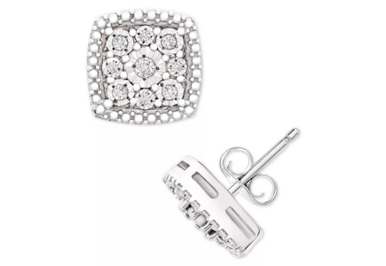 Sterling Silver Diamond Cluster Earrings