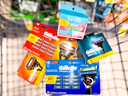 venus and gillette razor refills in a shopping cart