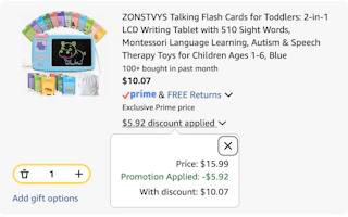 learning LCD tablet Amazon receipt