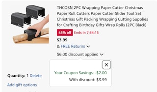 wrapping paper cutter Amazon receipt