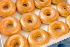 a box of a dozen donuts from krispy kreme 