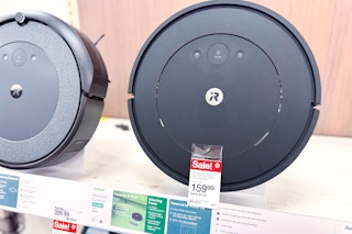 roombo vacuum and mop combo sitting on a target shelf