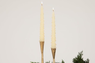 tree candles on a mantle