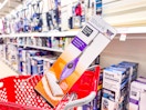 shark steam pocket mop sitting on a target cart