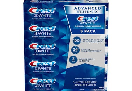 Crest 3D White Toothpaste 5-Pack