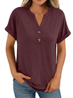 Women's Short Sleeve Henley Top