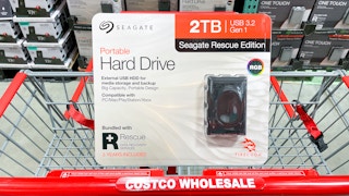 hard drive in a cart at costco